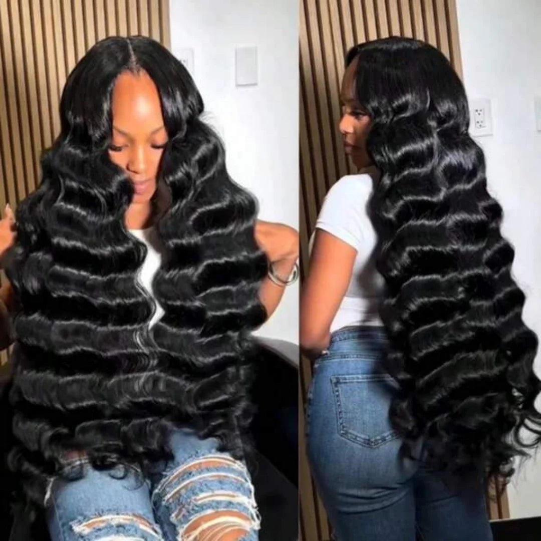 Long Deep Wave Glueless Lace Front Human Hair Wig for Women