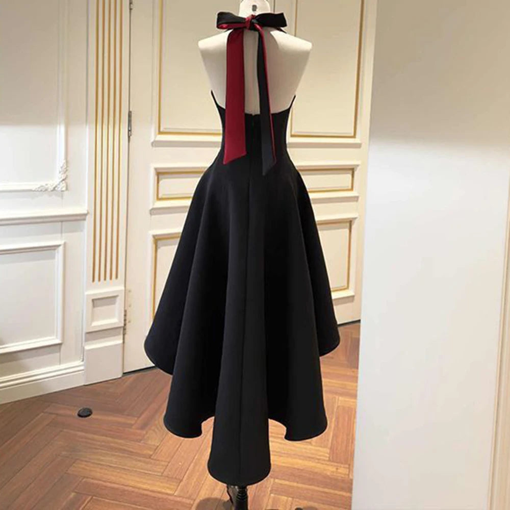 Elegant Contrasting Color Square Neckline Dress For Women