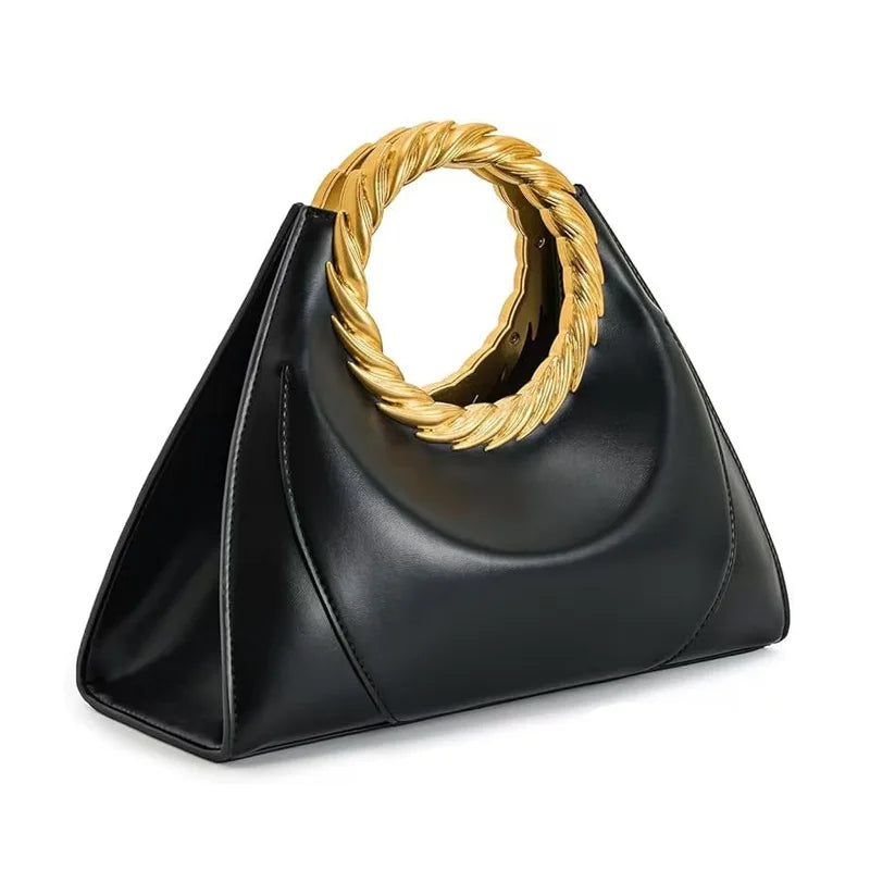 Metal Embossed Round Handle Clutch
