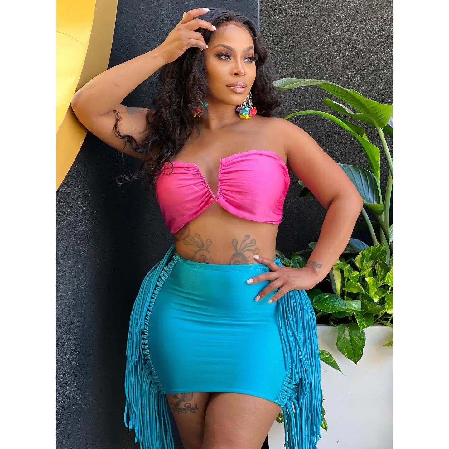 FAGADOER Sexy Tassel Bodycon Mini Skirts Party Club Outfits Women Fashion Chic Streetwear Short Birthday Holidays Skirt Solid