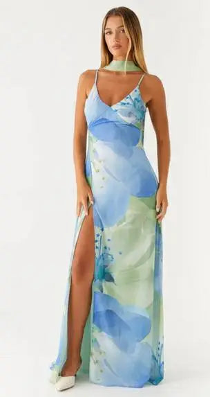 Stand Out in Style with Our Multi-color Halter Print Dress - Available in S, M, L, XL