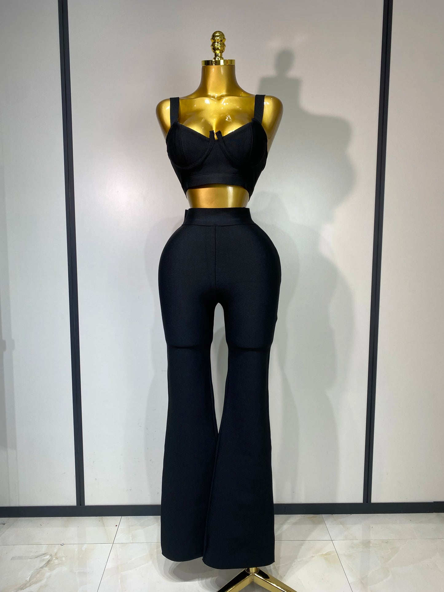 Women Sexy Bandage Crop Top Pant Set Evening Party Club Luxury Birthday High Street Fashion Elegant Luxury Birthday Outfit ﻿