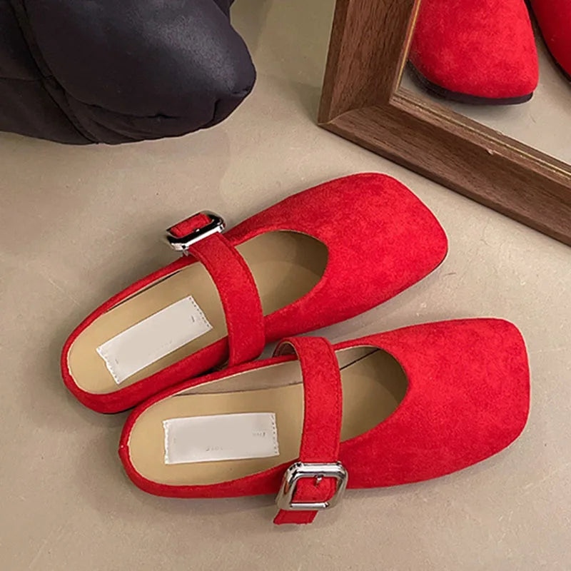Square Toe Slip On Comfortable Flat Slides For Women
