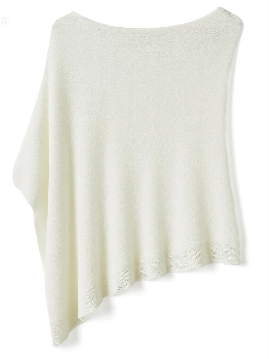 Sheer Ruffle Trim Knit Poncho Cover Up for Women