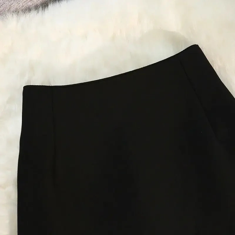Tailored High Waist Solid Split Midi Skirt for Women