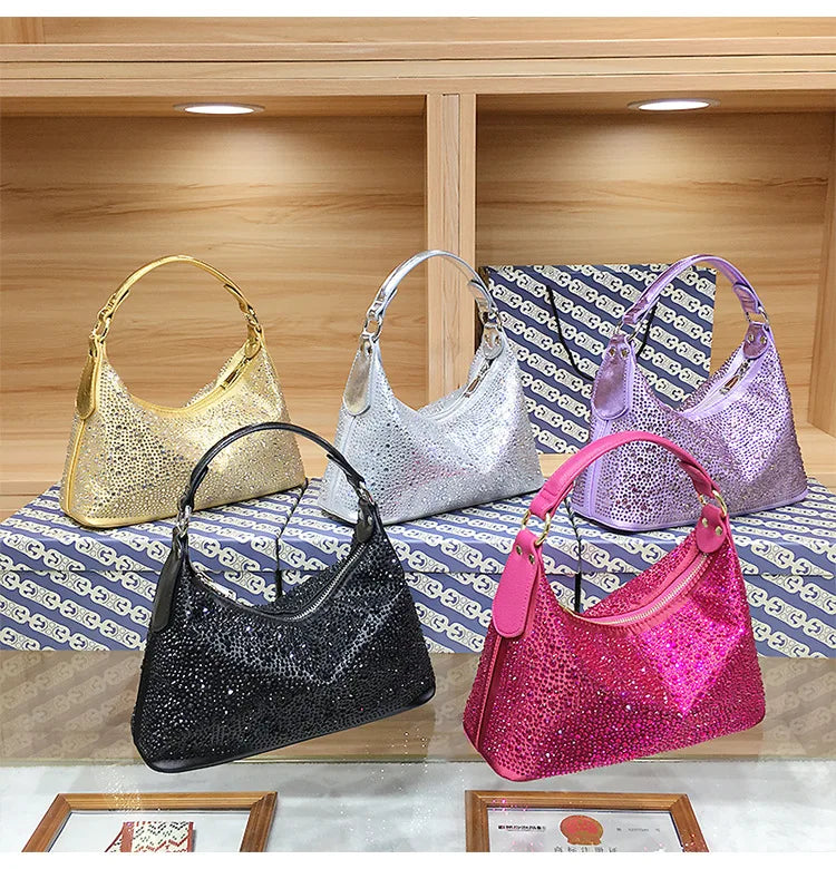 Large Capacity Rhinestone Evening Handbag for Women