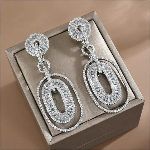 Geometric Zircon Drop Earrings
