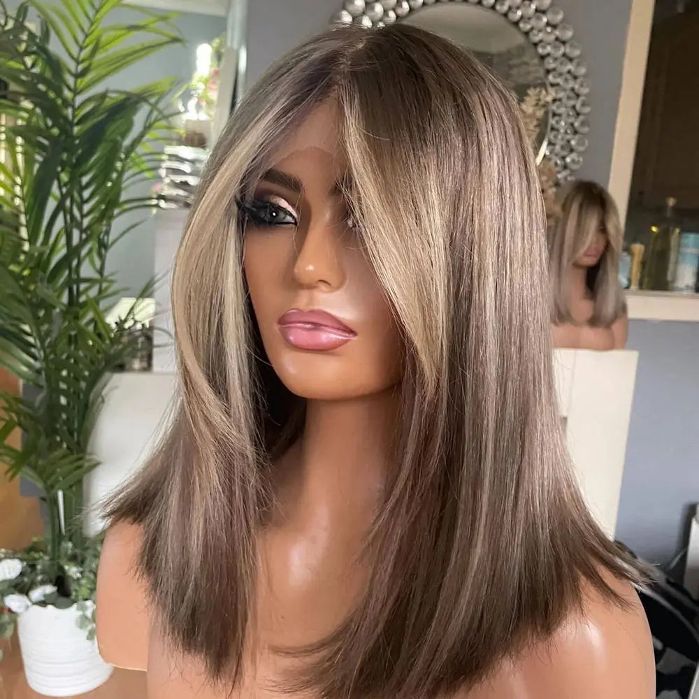 Highlighted Straight Synthetic Lace Wig
