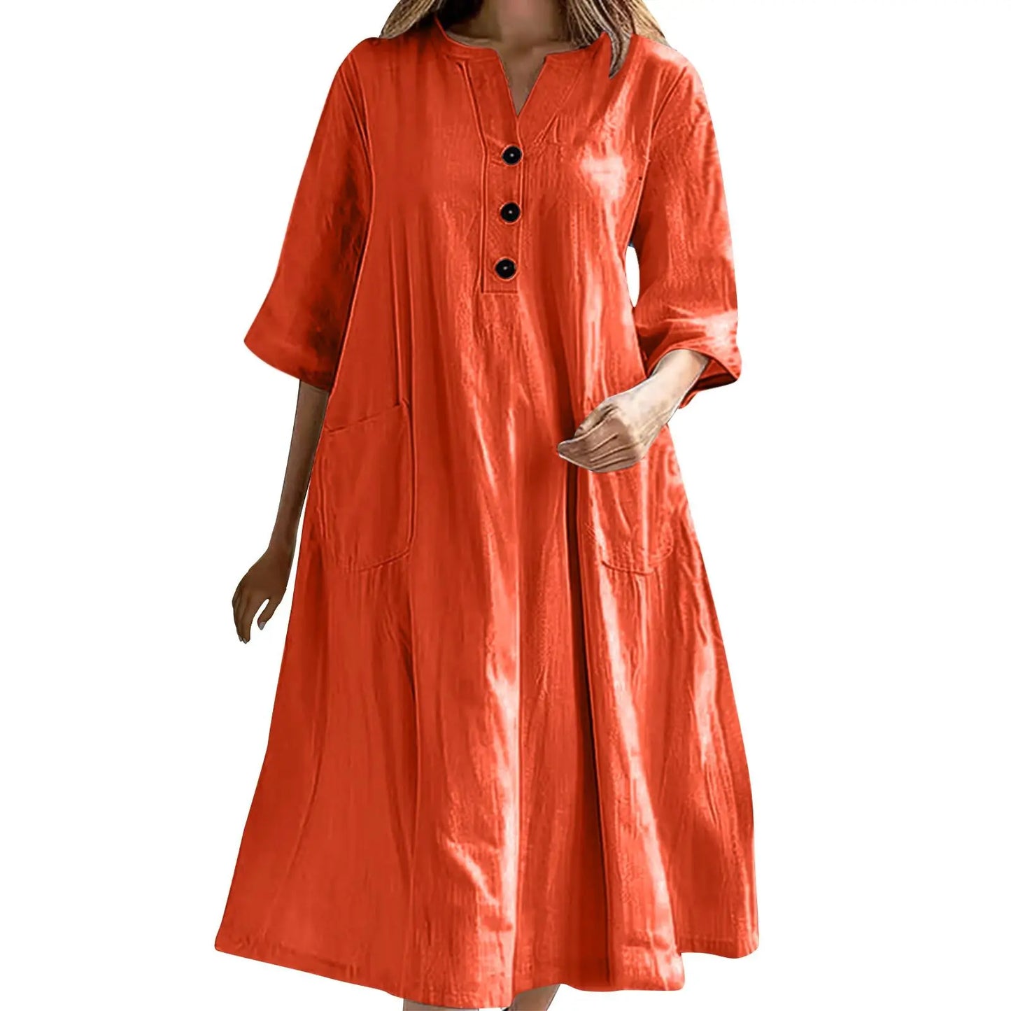 Elegant Casual Short Sleeve Solid Midi Dress for Women