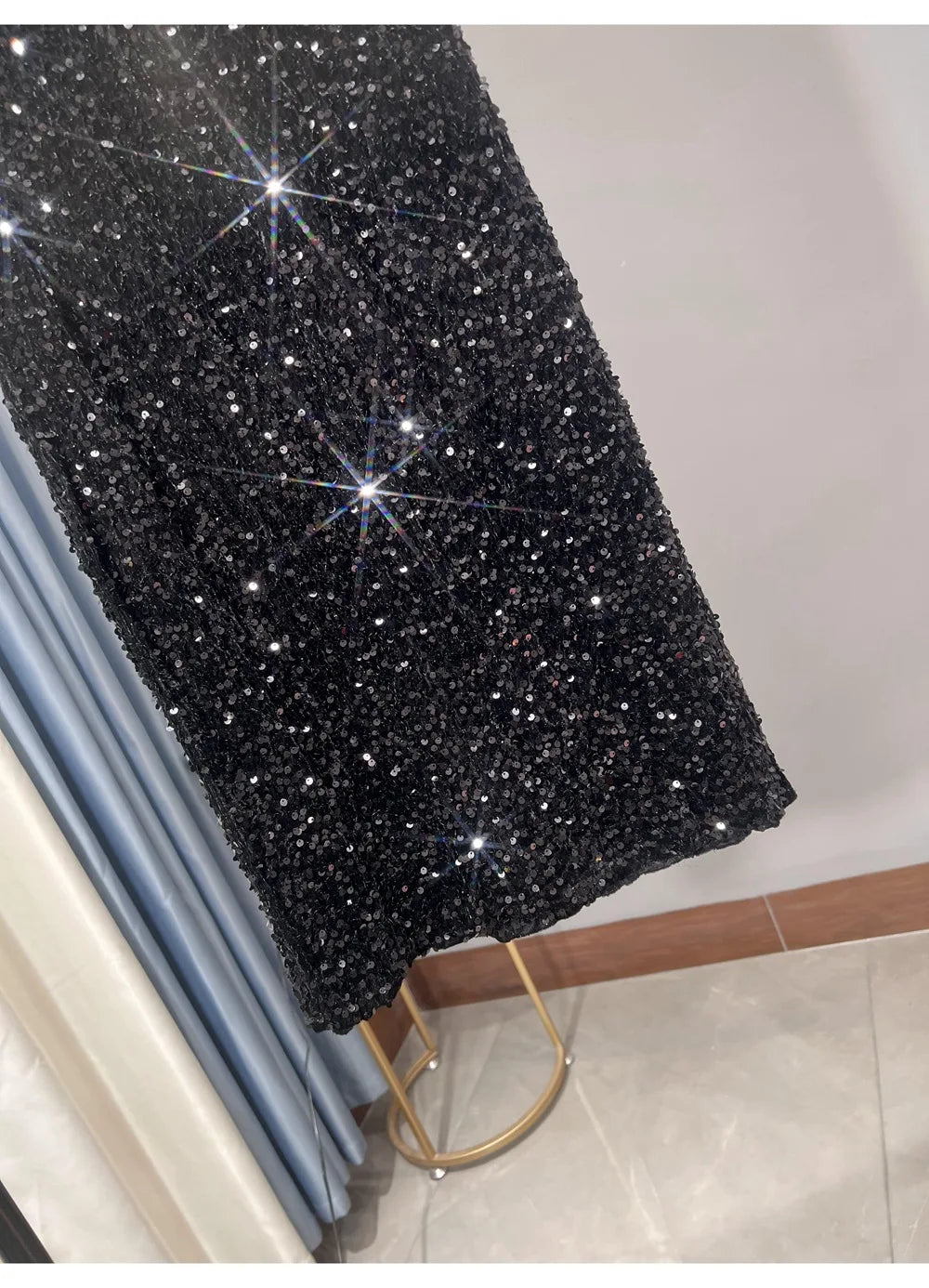 Blingbling New Autumn Winter All-match Mid-long Bodycon Skirt Colorful Sequins Elastic High Waist Slimming Lady Pencil Skirts