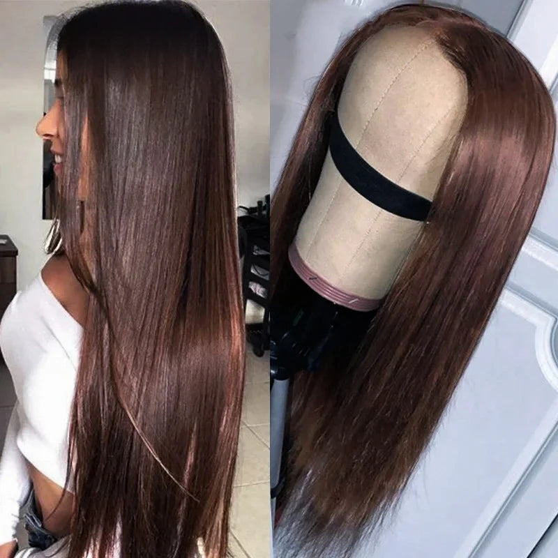 Grey Straight Lace Front Wig With Preplucked Hair for Women