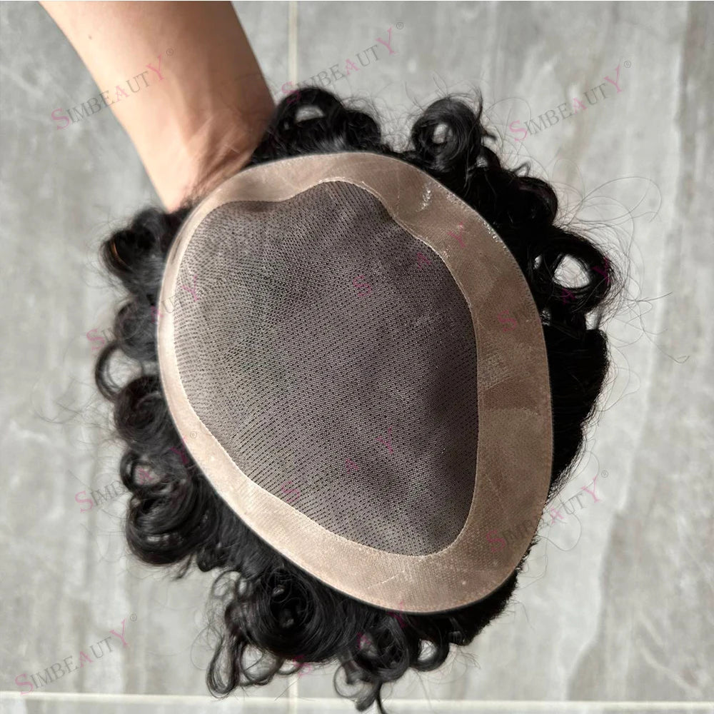 Kinky Curly Human Hair Toupee With Natural Hairline for Women
