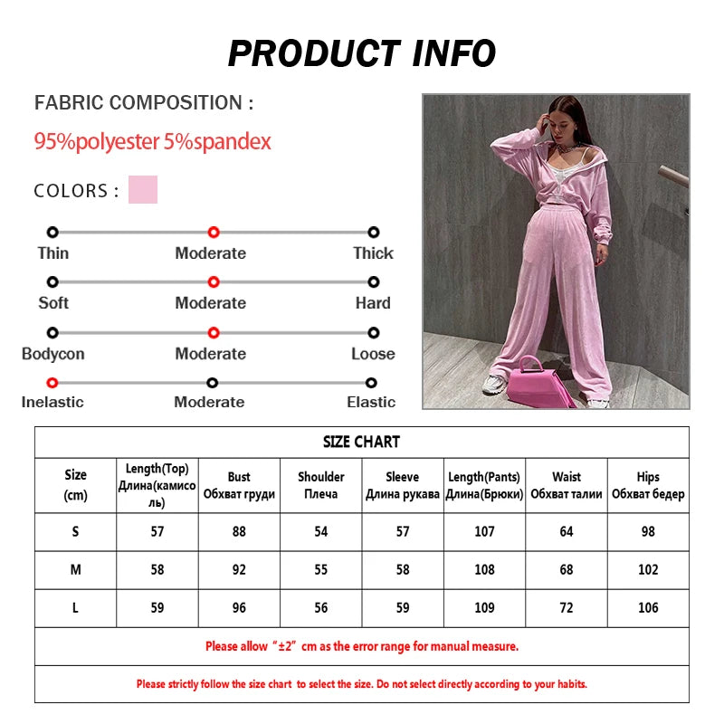Oymimi Casual New Pinlk Knitting Sets Womens 2 Piece Elegant Long Sleeve Zipper Blouses And Simple Straight Trousers Female Sets