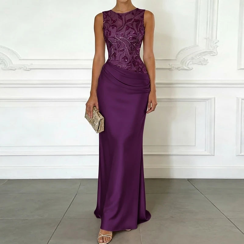 Elegant Patchwork Sleeveless Summer Maxi Dress for Women