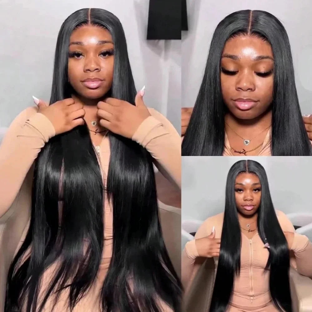 Long Bone Straight Glueless Lace Front Human Hair Wig For Women