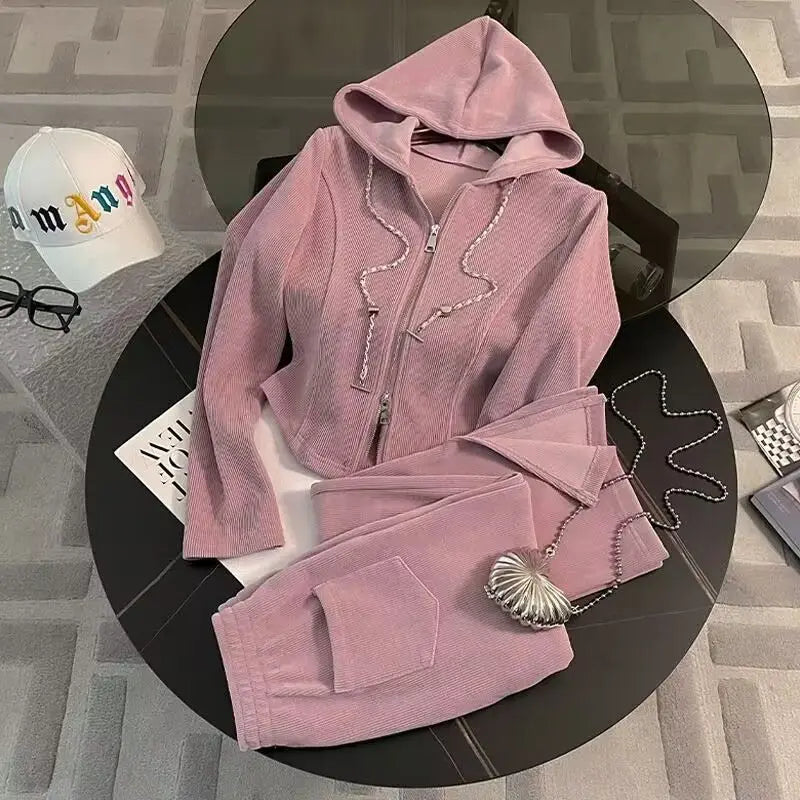 Hooded Zip Tracksuit Set