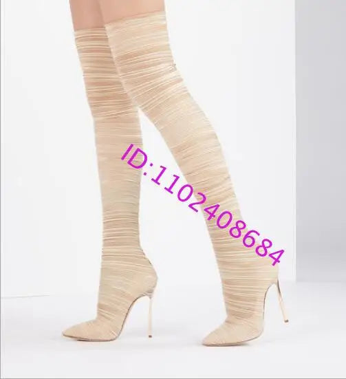 Spiral Pattern Stiletto Over The Knee Boots for Women