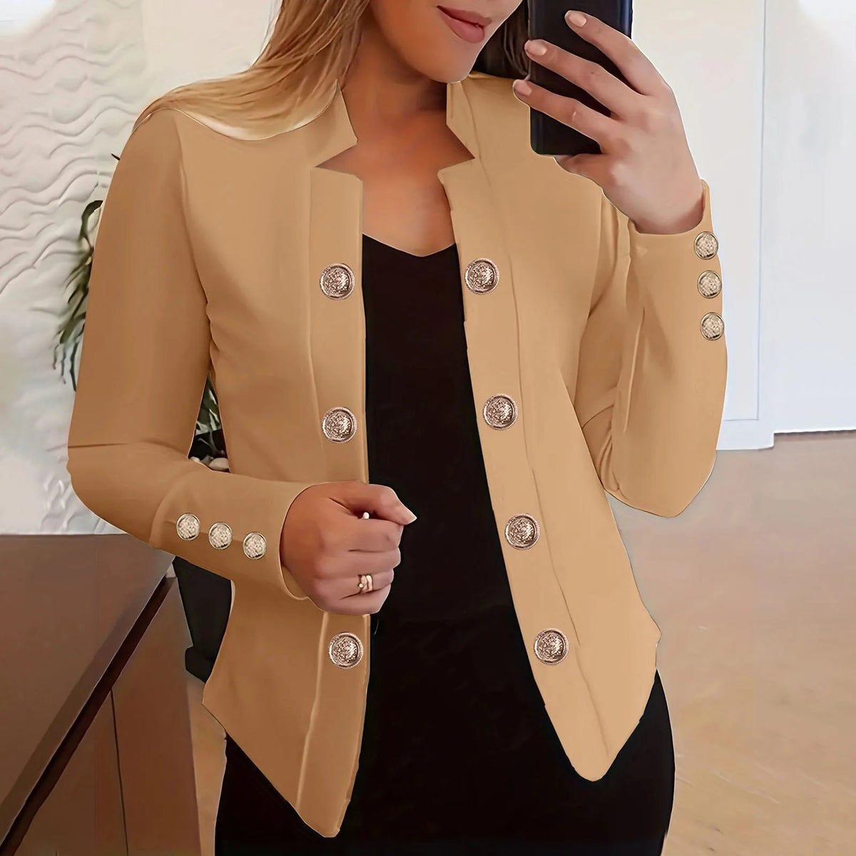 Lightweight Cropped Hooded Office Jacket for Women