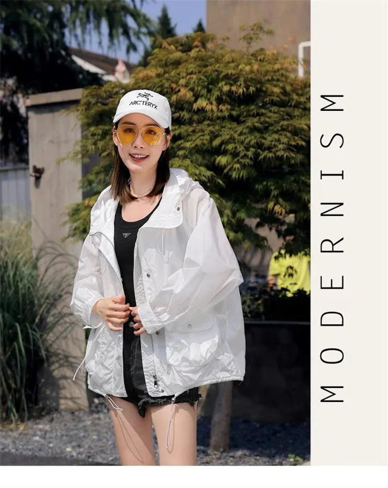 Casual Loose Fit Breathable Hooded Jacket for Women
