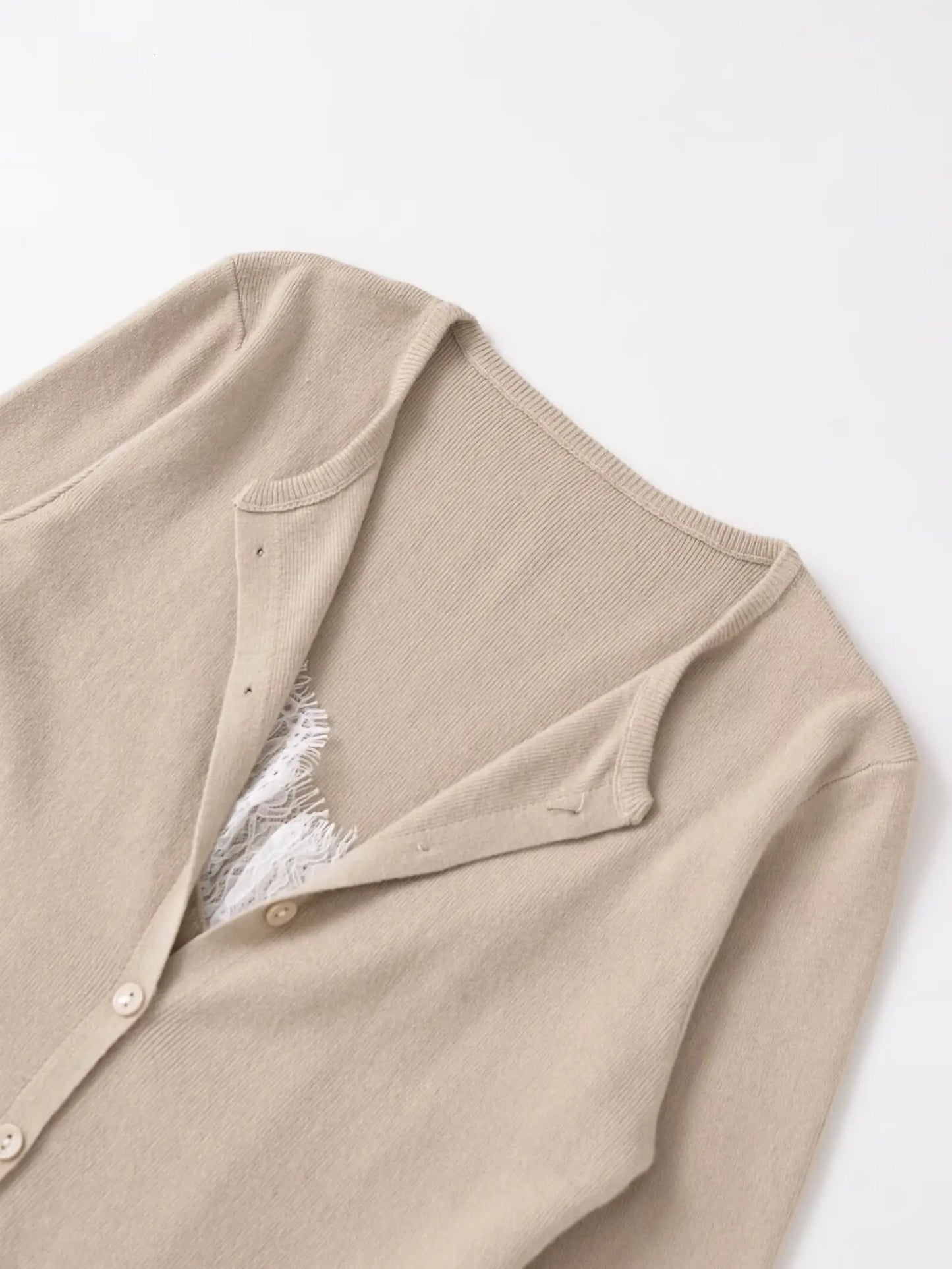 Slim Lace Knit Cardigan With V Neck Lightweight for Women