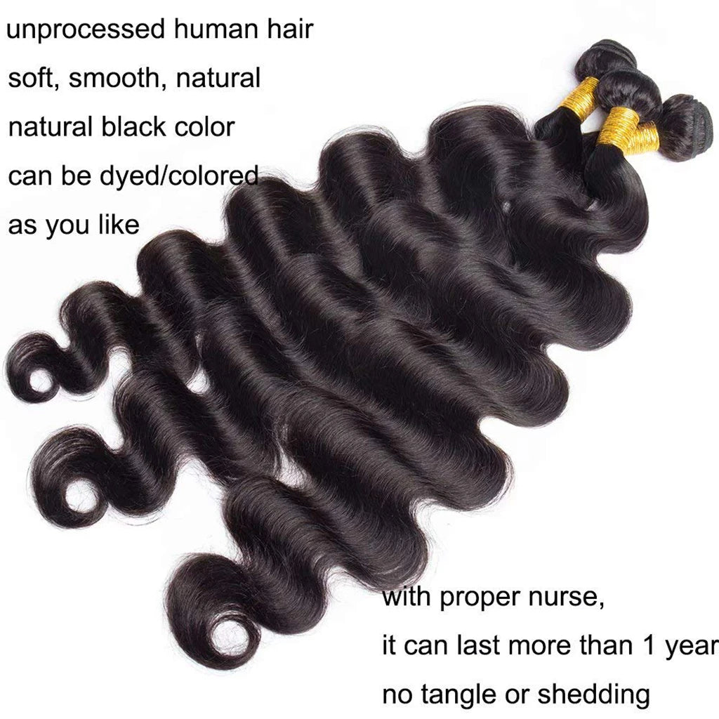Raw Indian Body Wave Virgin Human Hair Bundles for Women
