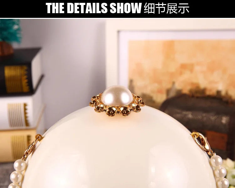 Pearl Embellished Round Acrylic Clutch Bag for Women