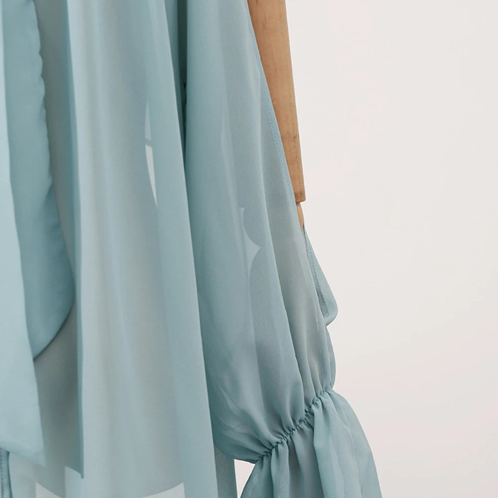 Loose Fit Asymmetrical Hem Chiffon Blouse for Women