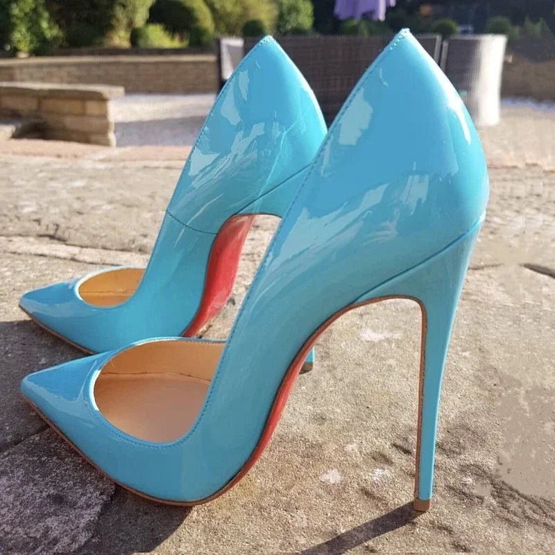 Pointed Patent Leather Slim High Heel Pumps for Women