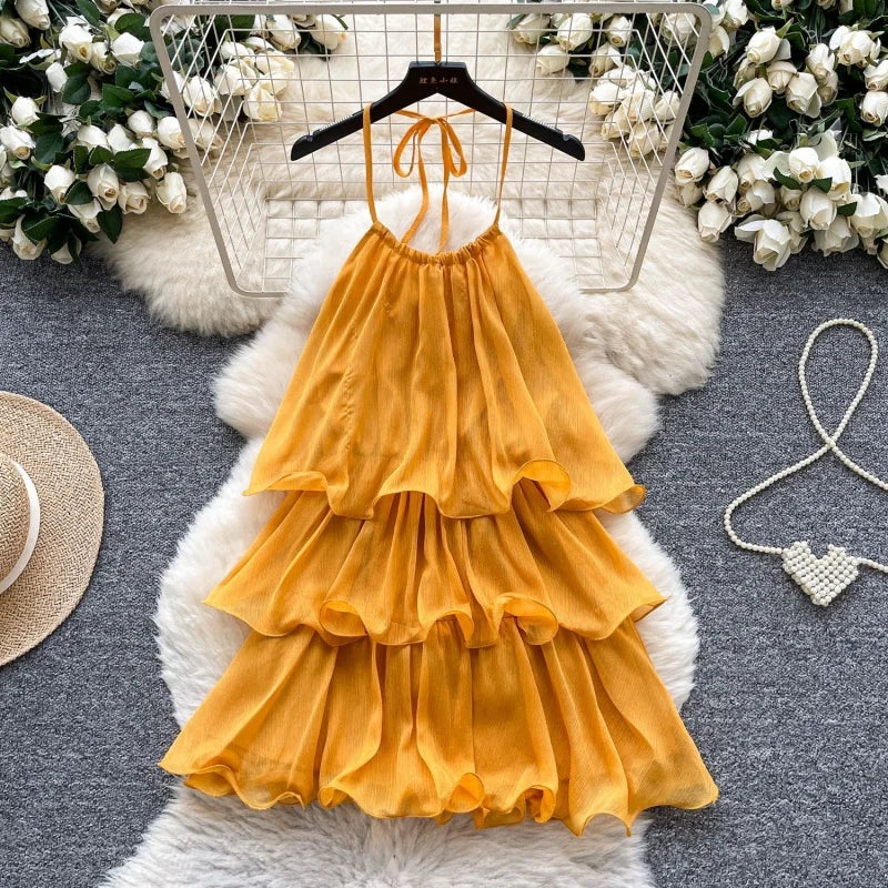 Backless Halter Bandage Summer Mini Dress for Women