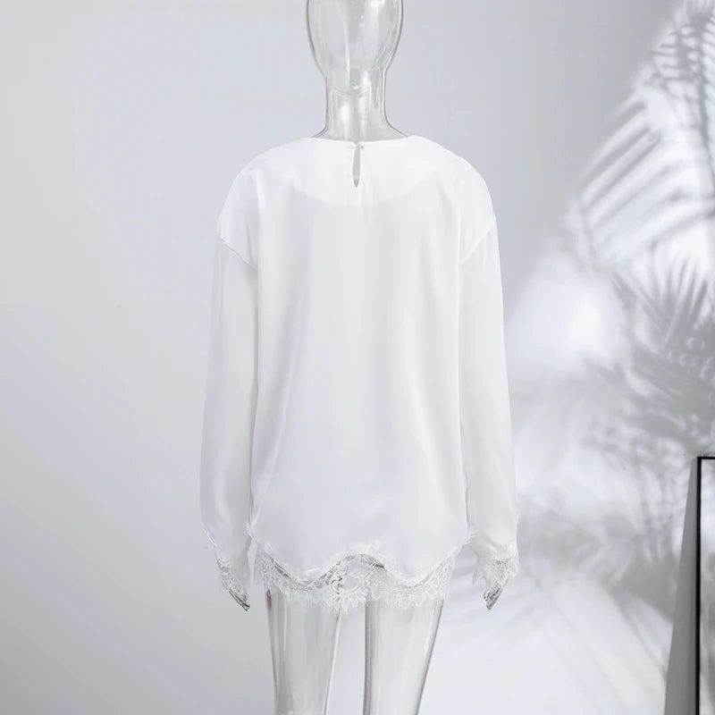 Elegant Lace Patchwork Loose Knee Length Dress for Women