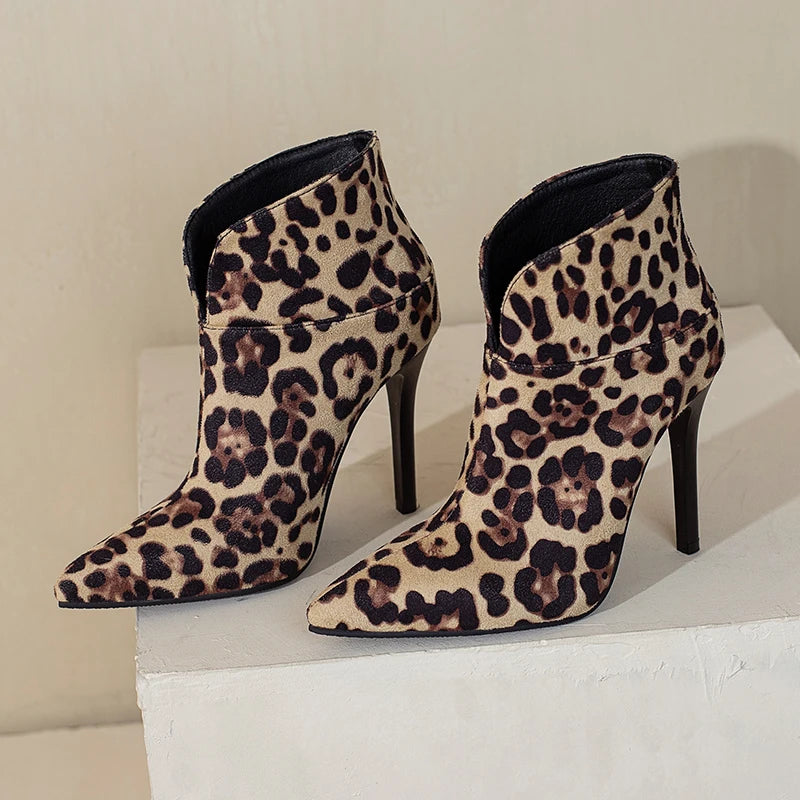 Pointed Toe High Heel Stiletto Ankle Boots for Women