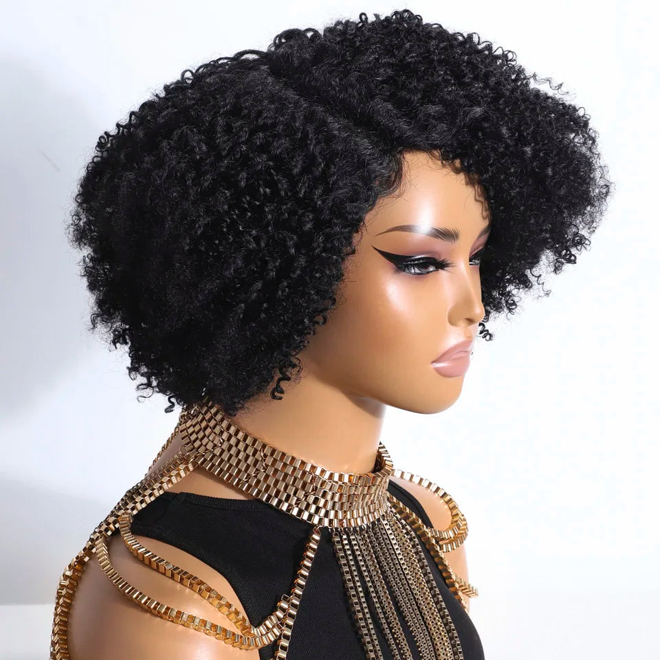 Glueless Kinky Curly Human Hair Lace Bob Wig for Women