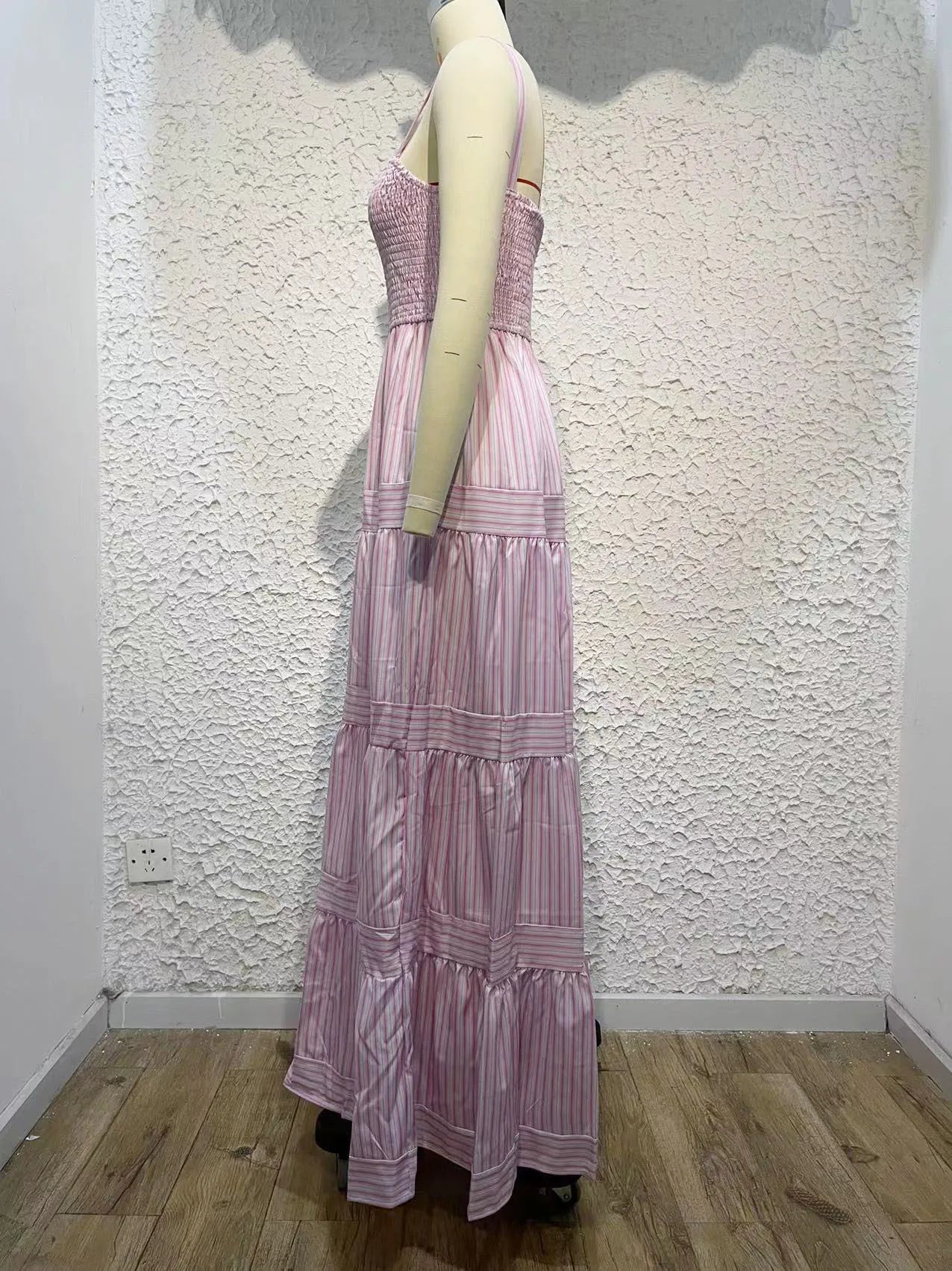 Elegant Striped Spaghetti Strap Maxi Dress for Women