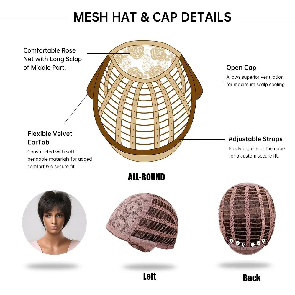 Natural Black Heat Resistant Pixie Cut Wig for Women