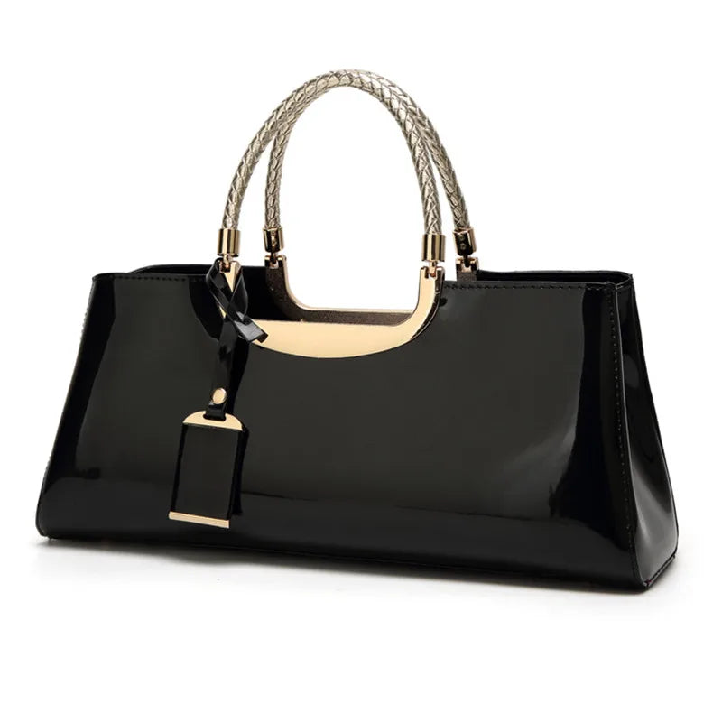 Plaid Patent Chain Evening Clutch