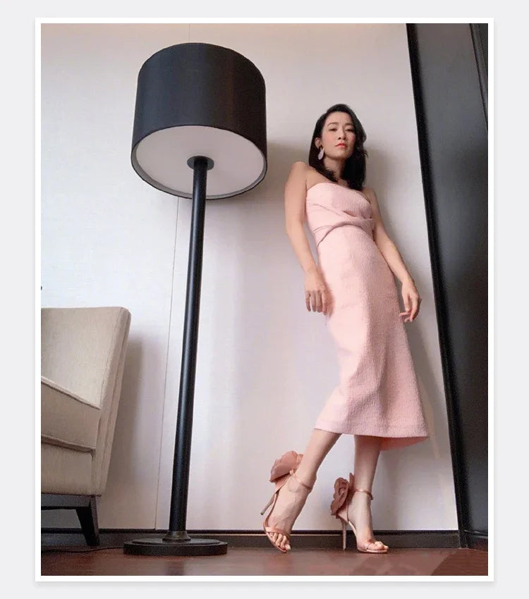 Floral Round Toe Slim Heel Party Sandals for Women