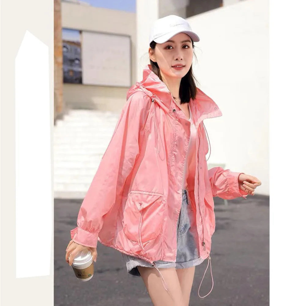 Casual Loose Fit Breathable Hooded Jacket for Women