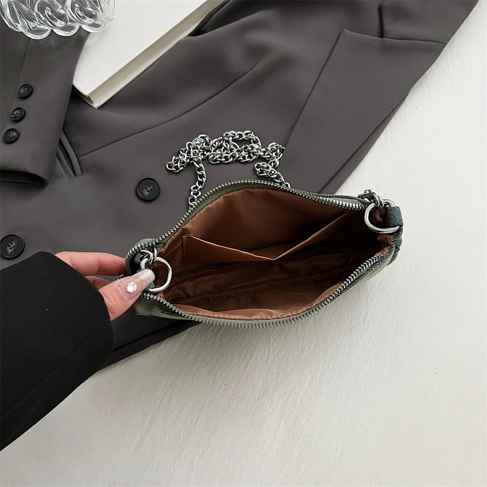 Rhinestone Appliqued Chain Shoulder Crossbody Bags for Women