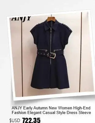 ANJY Spring Summer New Women Fashion Vintage Plaid Patchwork Denim Multi-layered Skirt Sweet Drawstring Short Sleeve Tops A24530