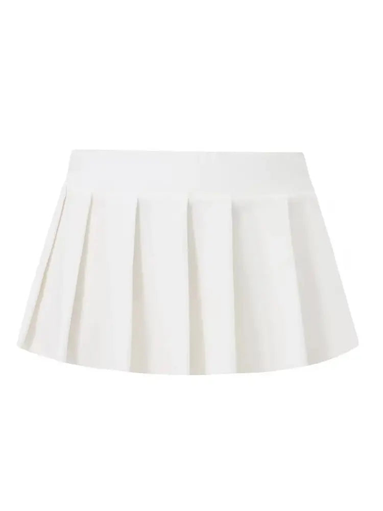 Solid Color Frill Short Pleated Mini Skirt for Women