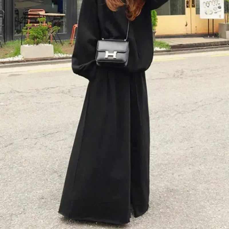Beautyblue Gray Wide Leg Pants Black Bottoms for Women Casual Loose Pocket Korean Harajuku Streetwear Female Outdoor Sweatpants