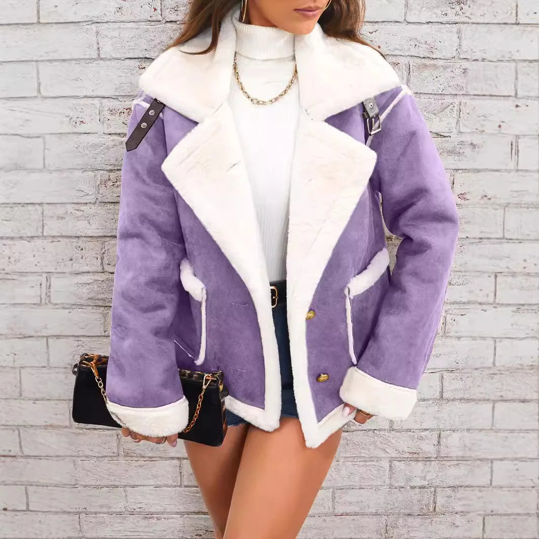 Turn Down Collar Shearling Jacket