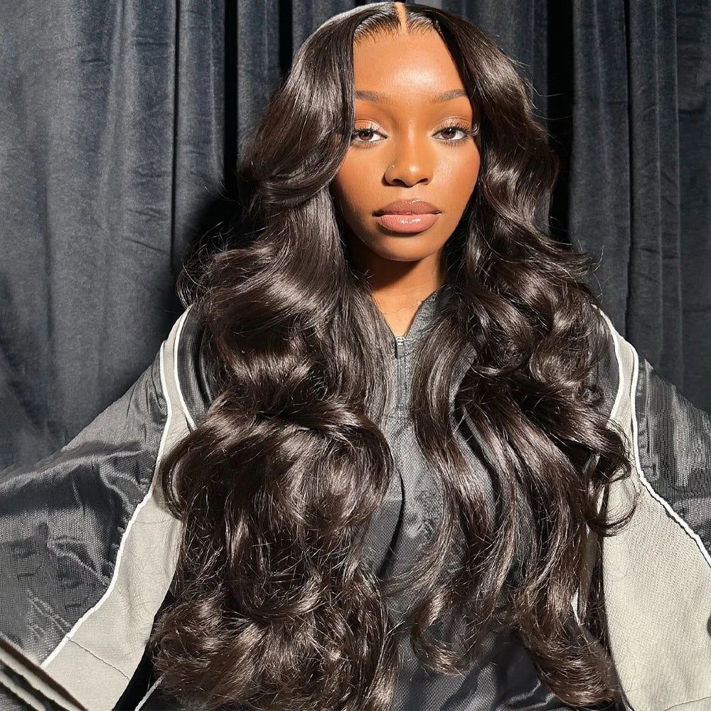 Uniisoe Highlight Purple and Black Wave Lace Front Human Hair Wigs 36 Inches 200% Black Women13x4 Transparent Lace Brazilian Wig