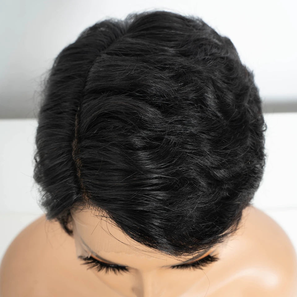 Glueless Short Pixie Cut Lace Front Remy Wig for Women