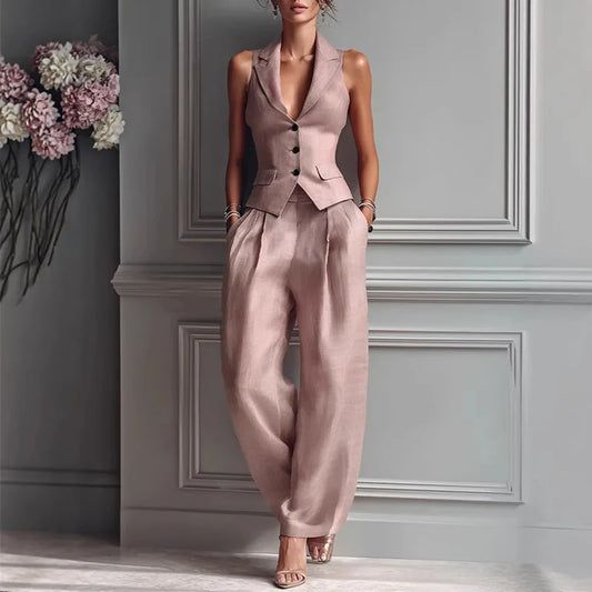 Tailored Sleeveless Vest And Pants Set