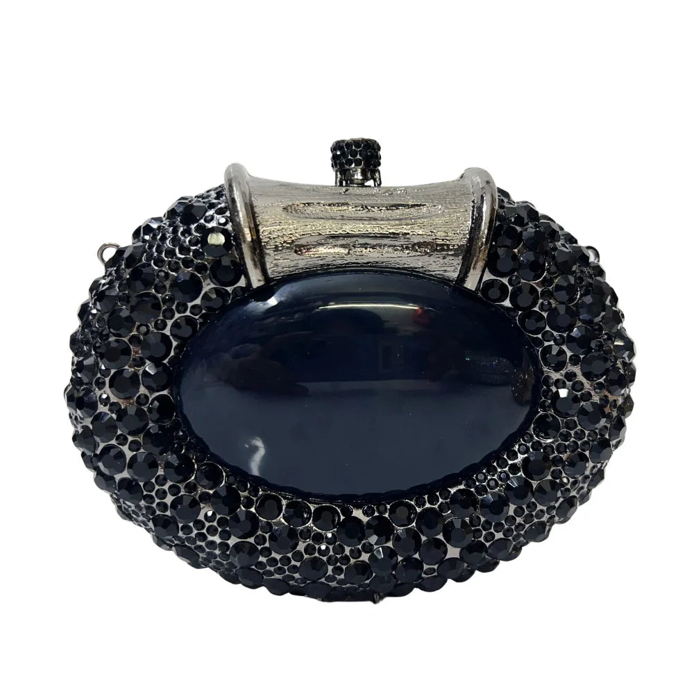 XIYUAN Oval Shaped Crystals Evening Clutch Bags Women Boutique Diamond Clutch Purses And Handbags Bridal Wedding Gem Phone Purse