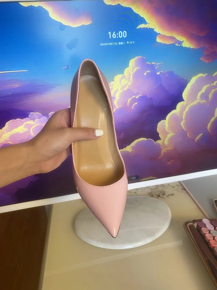 Pointed Patent Leather Slim High Heel Pumps for Women