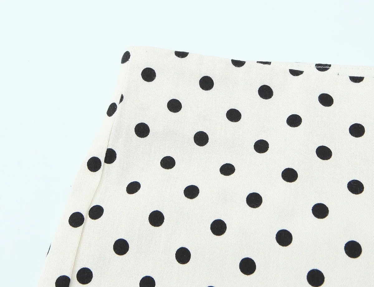 Polka Dot Shirt Jacket and Capri Pants Two Piece Set for Women