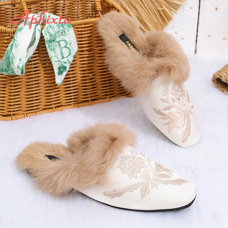 Plush Faux Fur Slippers