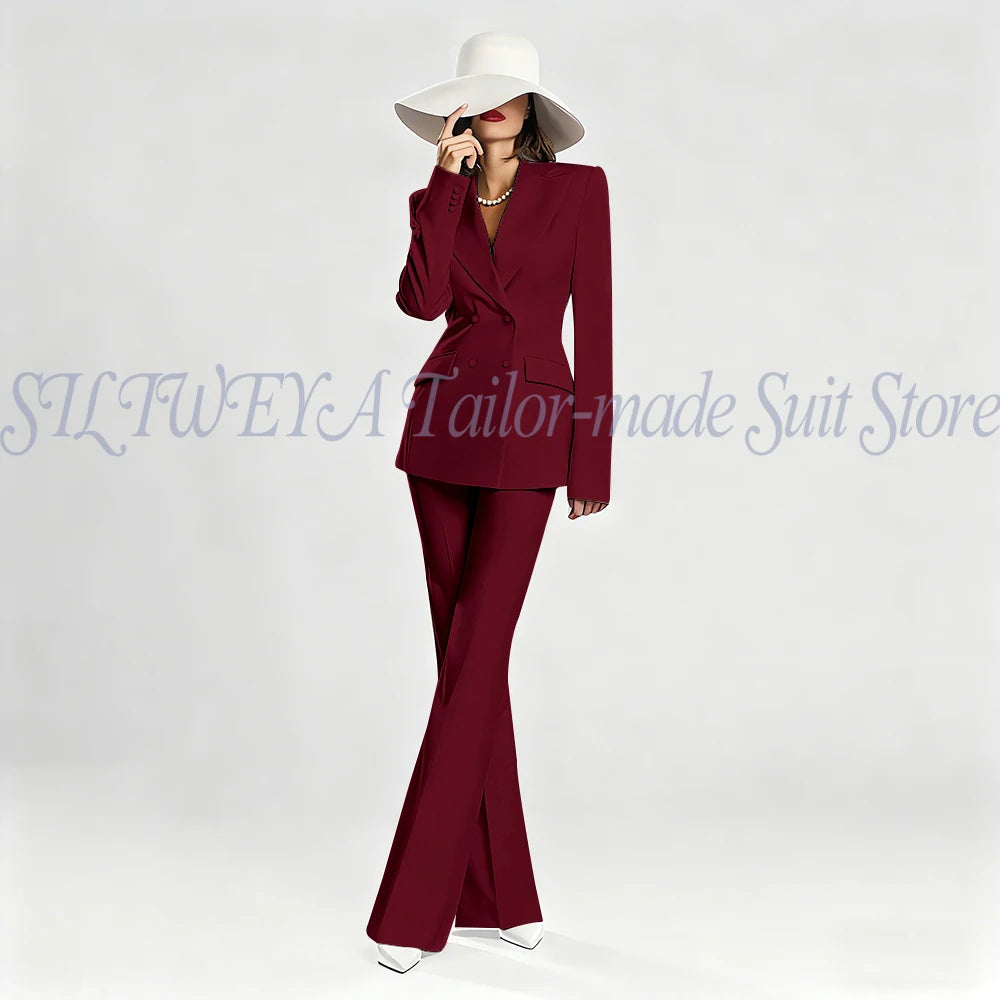 Slim Fit Double Breasted Blazer Suit Set for Women